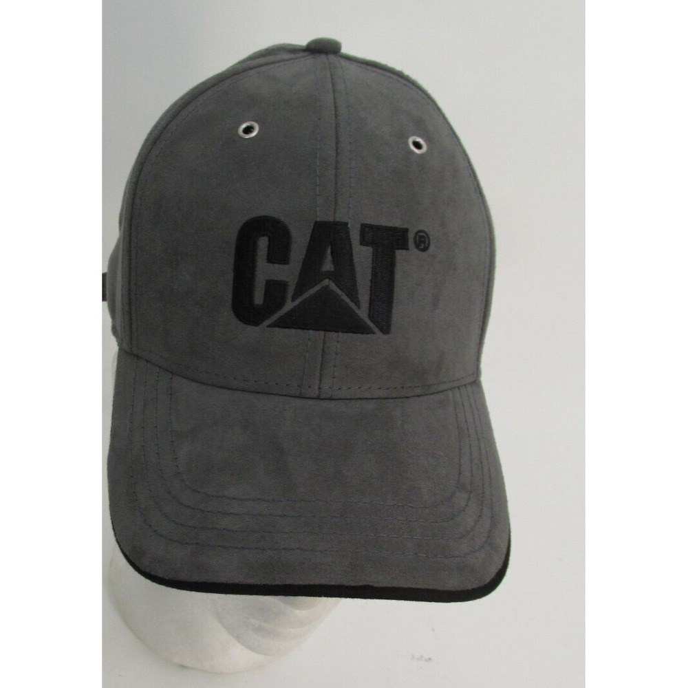 Caterpillar CAT Equipment Charcoal Gray Hat Cap Adult Adjustable Faux Suede Logo